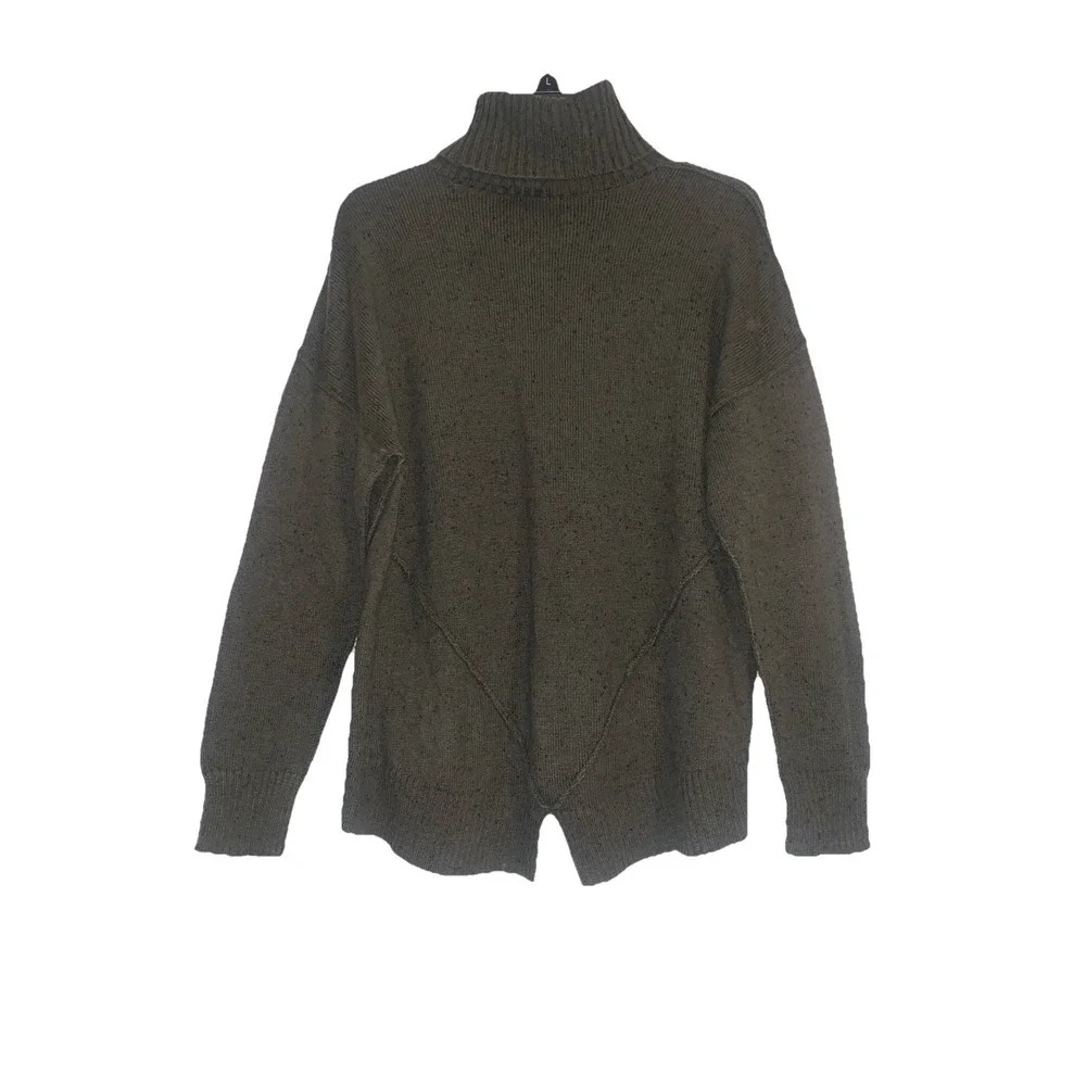 Michael Michael Kors Sweater Women L Olive Green Turtleneck Knit Logo Wool Blend
